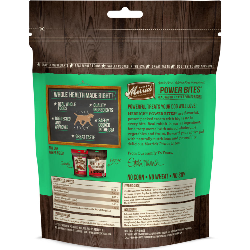 Merrick Power Bites Rabbit & Sweet Potato Dog Treats - 6 oz