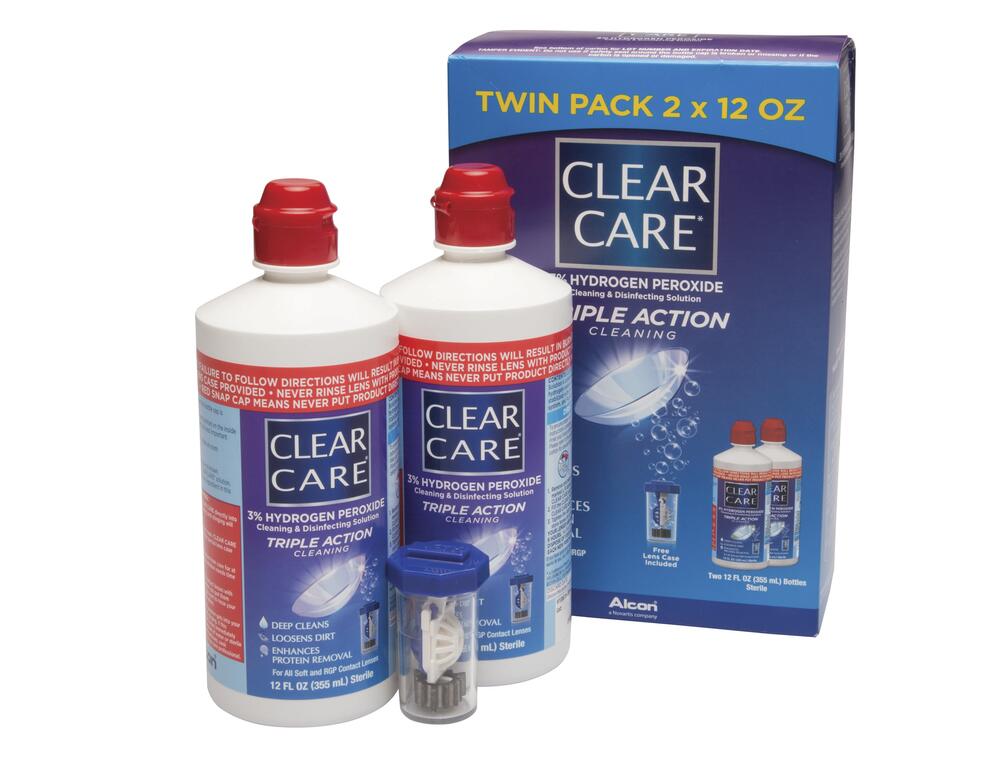 CLEAR CARE Contact Lens Cleaning Solution 2 Pack - 12 oz, Easy to Use, Ideal for Cleaning Contact Lenses