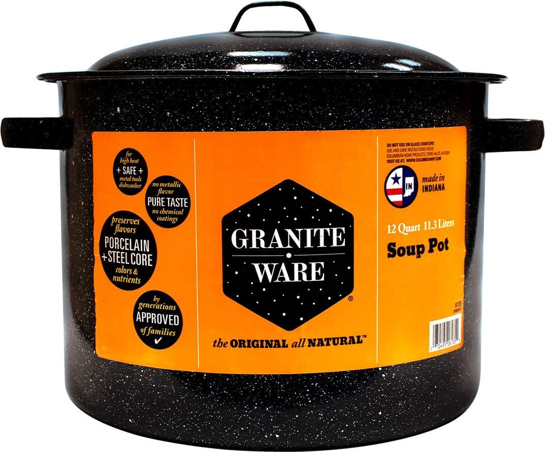 Granite Ware 12-Quart Enameled Stock Pot with Lid – Durable, Large-Capacity Cookware