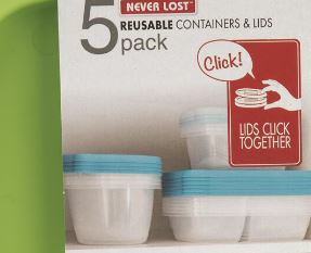 "Never Lost™ 5-Pack Square Food Storage Containers - 3.75 Cups Each"