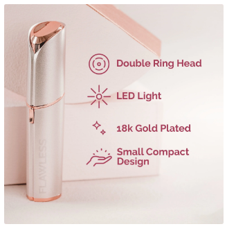 Finishing Touch Flawless Facial Hair Remover for Women, Electric Face Razor for Women with LED Light for Instant and Painless Hair Removal, Blush & Rose Gold