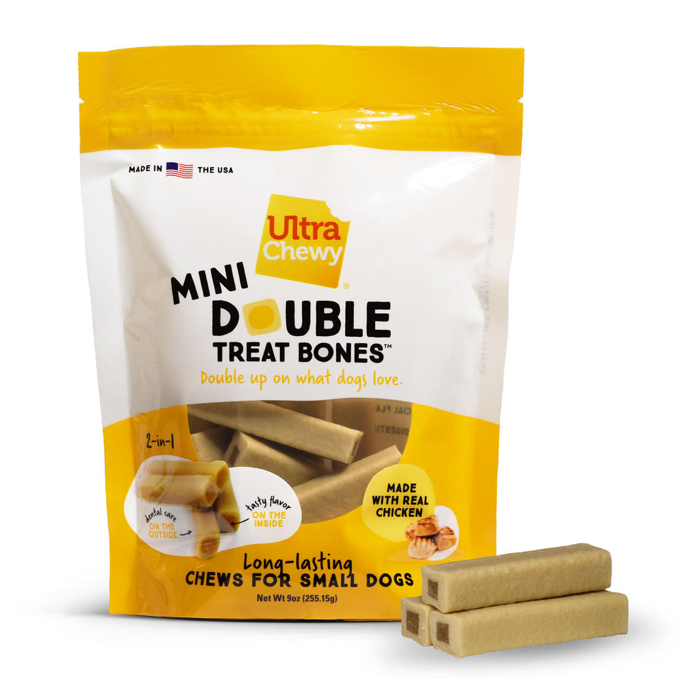 Ultra Chewy Chicken Mini Double Treat Bones™ Dental Dog Treats - 9 oz.