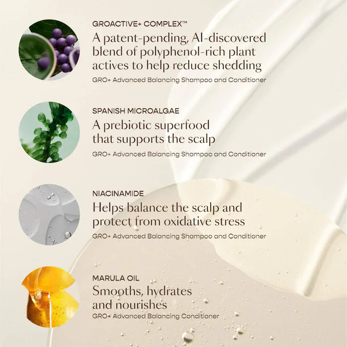 Vegamour GRO+ Advanced Balancing Shampoo and Conditioner Set for Severe Signs of Thinning