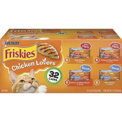 Friskies Chicken Lovers Wet Cat Food Variety Pack - 32 count