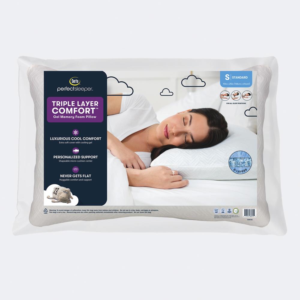 Serta Perfect Sleeper Triple Layer Comfort Memory Foam Bed Pillow - Comfortable and Supportive Design