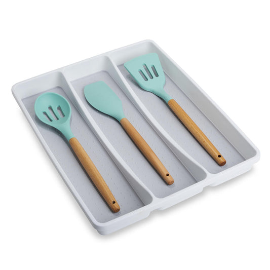 Saim White with Gray 3-Compartment Plastic Drawer Organizer - Smart Design for Versatile Storage Solutions