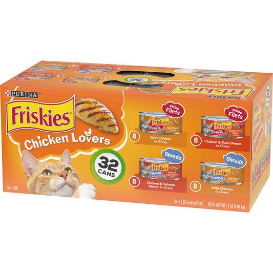 Friskies Chicken Lovers Wet Cat Food Variety Pack - 32 count