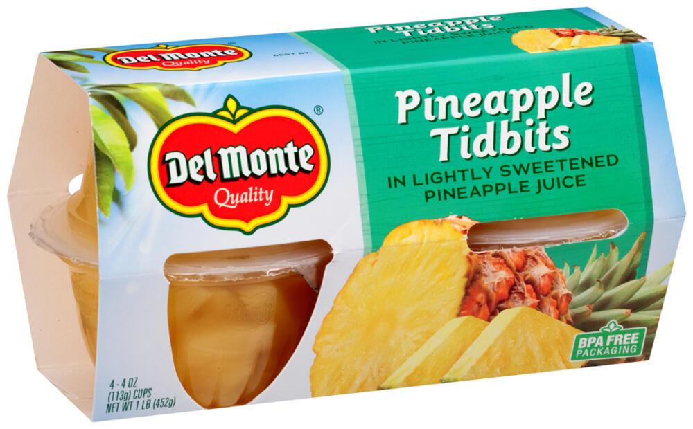 Del Monte® Pineapple Tidbits in Lightly Sweetened Pineapple Juice - 4 Count