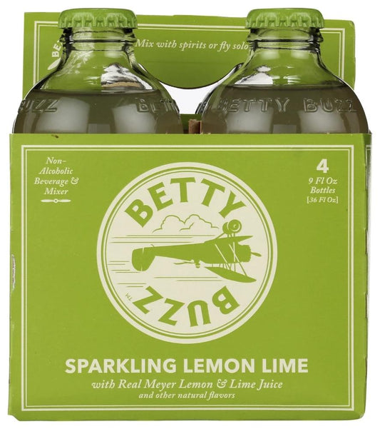Betty Buzz Sparkling Lemon Lime Premium Sparkling Soda - 4 Pack