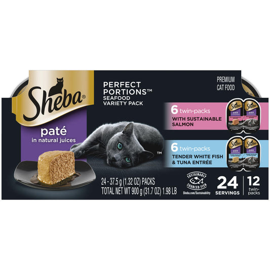 Sheba® Perfect Portions™ Pate Salmon & White Fish Wet Cat Food Variety Pack - 12 Pack