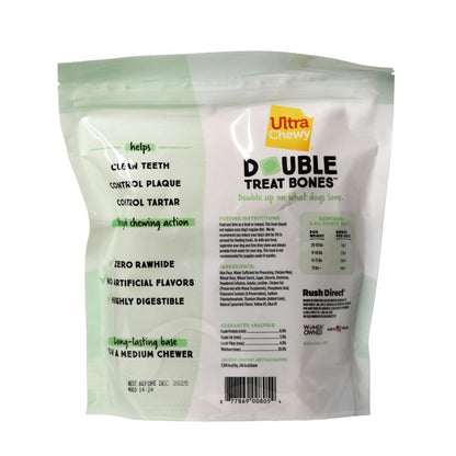 Ultra Chewy Double Treat Bones Mint Dental Dog Treats - 8 Pack