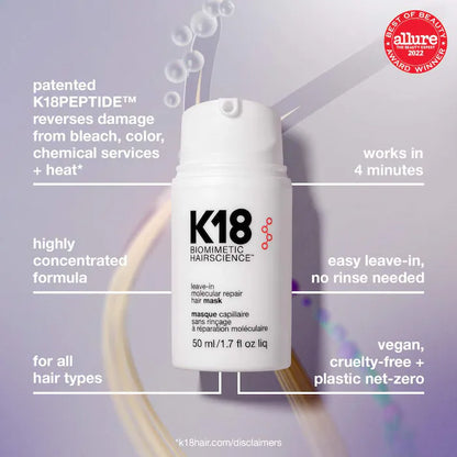 K18 Biomimetic Hairscience  Leave-In Molecular Repair Hair Mask
