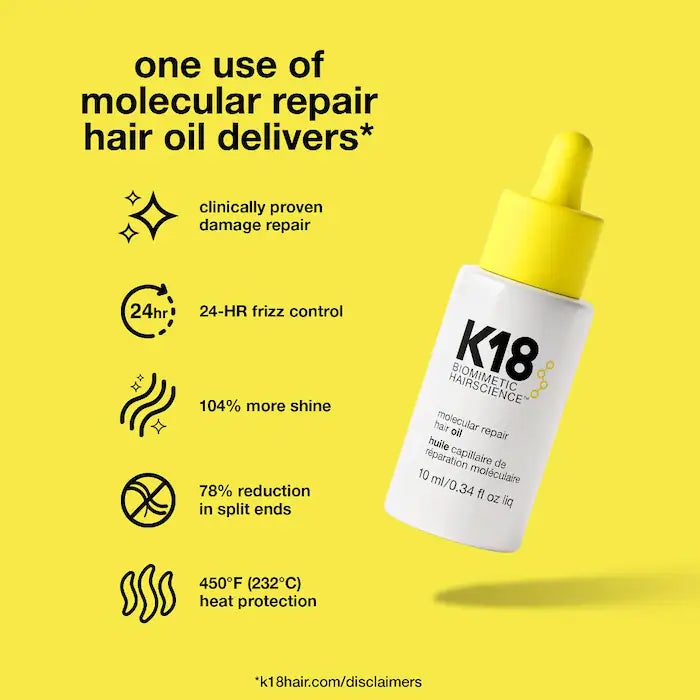 K18 Biomimetic Hairscience  Mini Molecular Repair Hair Oil