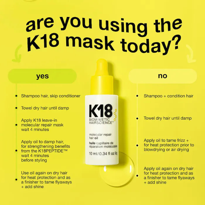 K18 Biomimetic Hairscience  Mini Molecular Repair Hair Oil